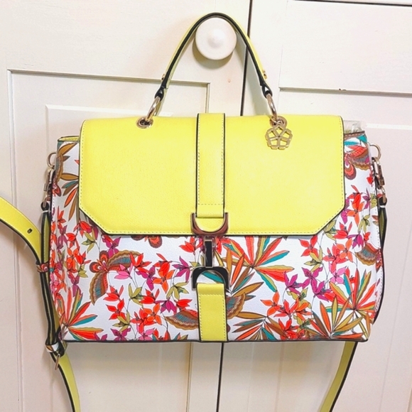 NWOT Trina Turk vegan leather butterfly and floral print handbag - Picture 2 of 12